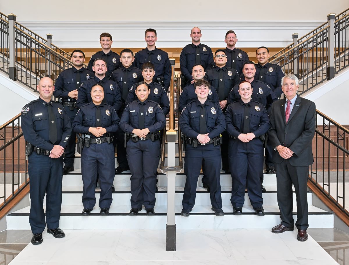 Police Chief Hughes and Mayor Dusch with Newly Sworn Concord PD officers on July 1, 2025